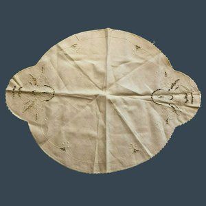 Battenburg Lace Lg Doily Table Topper Linen MCM Farmhouse